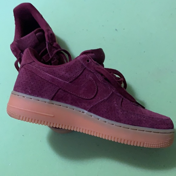 Burgundy Suede Nike AF1 - Picture 2 of 5